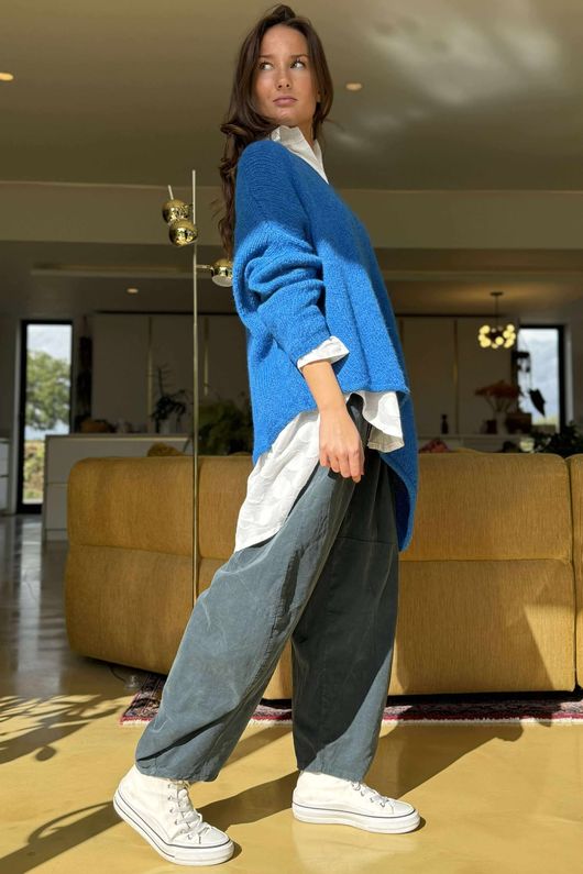 Made in Italy Big Softie Super Slant Knit Top Sapphire /2 
